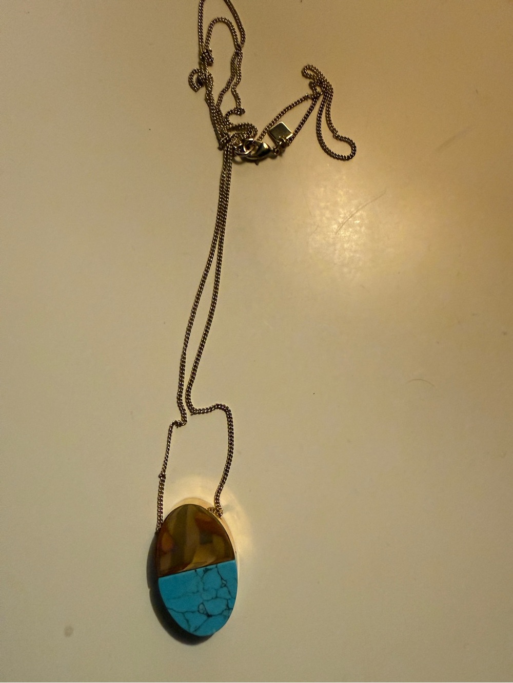 J. Crew Turquoise and Brown Oval Pendant Necklace - Women Jewelry